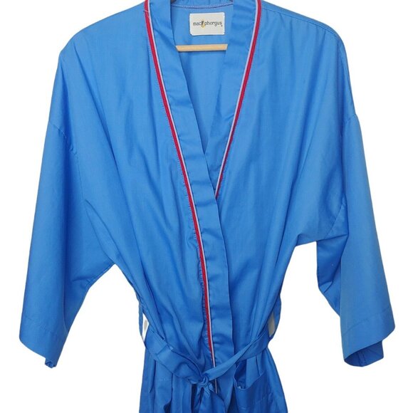 Vintage Mac Phergus Mens XL Robe Blue Red Knee Length Lightweight Belted - Picture 2 of 9